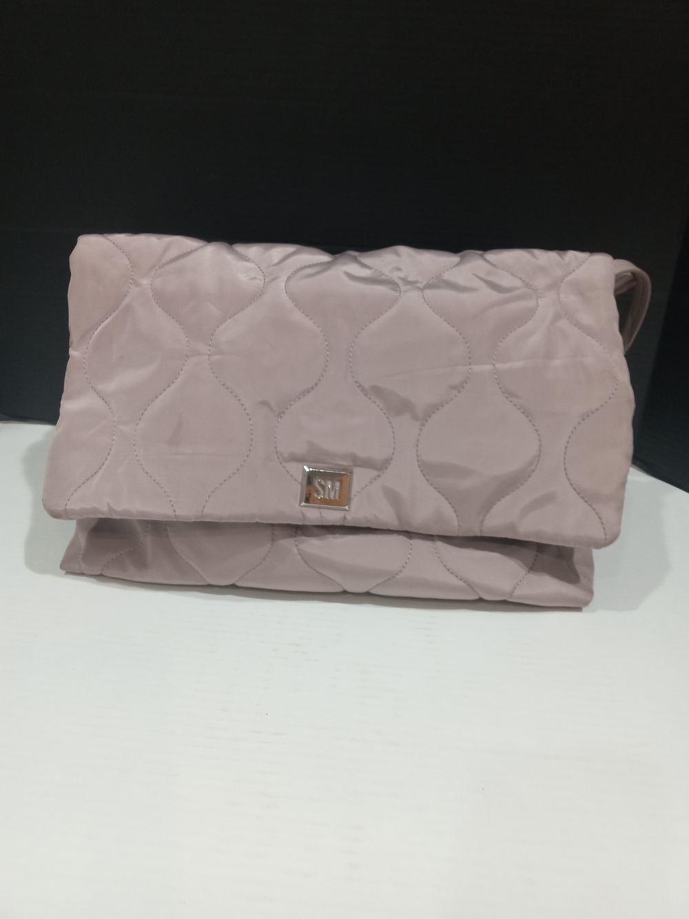 Steve Madden Quilted Fold-Over Clutch in Tan